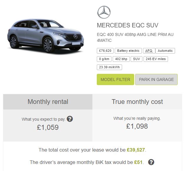 Mercedes EQC Whole Life Cost